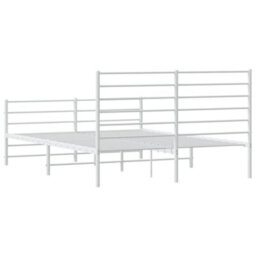 Berkfield Metal Bed Frame With Headboard And Footboard White 135X190 Cm 4Ft6 Double - thumbnail 8