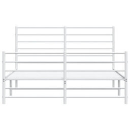 Berkfield Metal Bed Frame With Headboard And Footboard White 135X190 Cm 4Ft6 Double - thumbnail 6