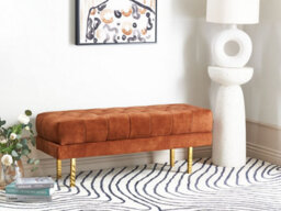 Beliani Upholstered Bench Roseville Velvet Dark Red - thumbnail 2