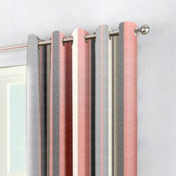 Fusion Whitworth Stripe Rose Fully Lined 100% Cotton Eyelet Curtains - thumbnail 2