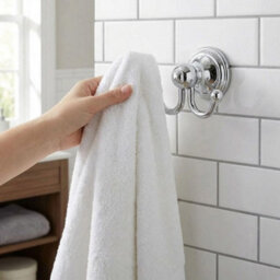 Double Robe Towel Hook Chrome Bathroom Cloakroom Hanger Wall Door Mounted - thumbnail 3