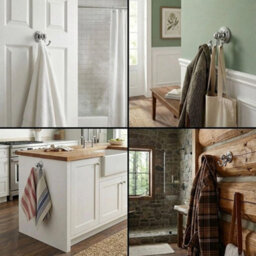 Double Robe Towel Hook Chrome Bathroom Cloakroom Hanger Wall Door Mounted - thumbnail 5