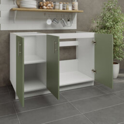 Jd Greta Adjustable Legs Kitchen Sink Unit 1200mm Cabinet With Doors - Sage Green Matt - thumbnail 3