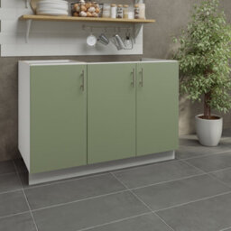 Jd Greta Adjustable Legs Kitchen Sink Unit 1200mm Cabinet With Doors - Sage Green Matt - thumbnail 2