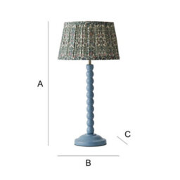 Valuelights Bobbin Pastel Blue Table Lamp With Floral Pleated Shade And Bulb - thumbnail 7