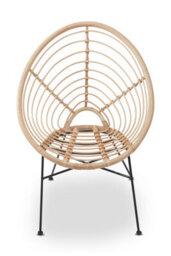 Orsina Natural Rattan Brown Round Chair With Black Metal Legs, Rattan Dining Chair, Robust Rattan Lounge Chair - thumbnail 3