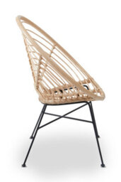 Orsina Natural Rattan Brown Round Chair With Black Metal Legs, Rattan Dining Chair, Robust Rattan Lounge Chair - thumbnail 4