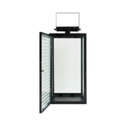 Deenz Ribbed Glass Panels Lantern Sleek Black Metal Frame Tealight Candle Pillar Holder With Handle Interior Accent Decor 30X15 Cm - thumbnail 2