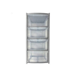 4 Drawer Mini Silver Plastic Tower Storage Compact, Durable & Versatile Organizer For Home, Office, Or School - thumbnail 4