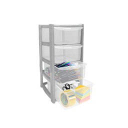 4 Drawer Mini Silver Plastic Tower Storage Compact, Durable & Versatile Organizer For Home, Office, Or School - thumbnail 5