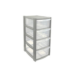 4 Drawer Mini Silver Plastic Tower Storage Compact, Durable & Versatile Organizer For Home, Office, Or School - thumbnail 2