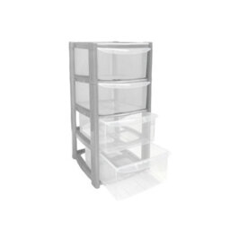 4 Drawer Mini Silver Plastic Tower Storage Compact, Durable & Versatile Organizer For Home, Office, Or School - thumbnail 3