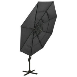 Walplus 4-Tier Garden Parasol With Aluminium Pole Anthracite 3X3 M - thumbnail 5