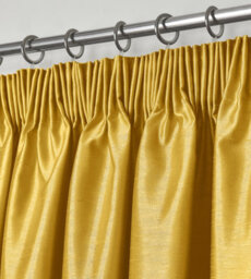 Intimates Modern Ring Top Curtains, Ready-Made High-Quality Faux Silk, Machine Washable, Energy-Saving Living Room Curtains - Ochre