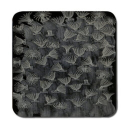 Benjamin Tate Design Designer Artwork Placemat And Coaster Set With Wooden Base In Black Gray Palette Limited Edition Luxury Collection - thumbnail 3