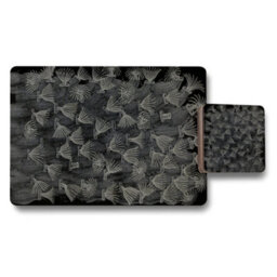 Benjamin Tate Design Designer Artwork Placemat And Coaster Set With Wooden Base In Black Gray Palette Limited Edition Luxury Collection - thumbnail 1
