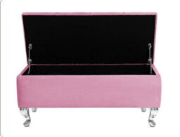 Londona 90Cm Chesterfield Ottoman Storage Bench - Plush Velvet Shoe Bench - Pink Upholstery Footstool With Storage - thumbnail 2