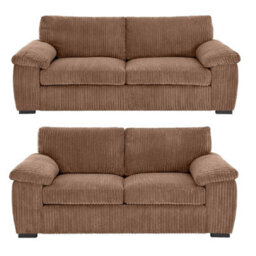Lilly Amalfi Coffee Brown Jumbo Cord Fabric 3 And 2 Seater Sofa Set