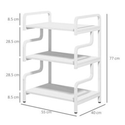 Homcom 3-Tier Storage Shelf, Metal Shelves For Storage For Home Office, White - thumbnail 3