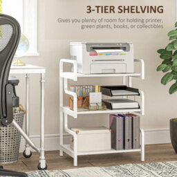 Homcom 3-Tier Storage Shelf, Metal Shelves For Storage For Home Office, White - thumbnail 4