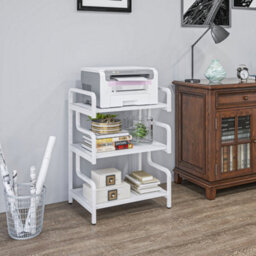 Homcom 3-Tier Storage Shelf, Metal Shelves For Storage For Home Office, White - thumbnail 7