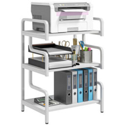 Homcom 3-Tier Storage Shelf, Metal Shelves For Storage For Home Office, White - thumbnail 2
