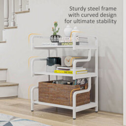 Homcom 3-Tier Storage Shelf, Metal Shelves For Storage For Home Office, White - thumbnail 5