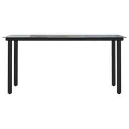 Berkfield 5 Piece Garden Dining Set Black Poly Rattan Glass - thumbnail 7