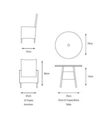 Chilli Seating St Tropez Sand Outdoor Garden Furniture 2 Seater Garden Bistro Set - thumbnail 5