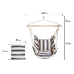 Vonhaus Hanging Chair, Blue And White Striped Garden Hammock Chair Swing Seat, Cotton Rope Garden Swing Chair With Tree Attachment - thumbnail 5