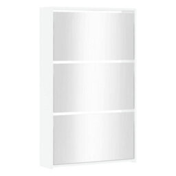 Berkfield Shoe Cabinet With Mirror 3-Layer High Gloss White 63X17X102.5 Cm - thumbnail 3