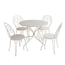 Dibor Traditional Style Four Person Indoor Outdoor Garden Iron Bistro Table And Chairs Set - thumbnail 1