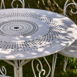 Dibor Traditional Style Four Person Indoor Outdoor Garden Iron Bistro Table And Chairs Set - thumbnail 3