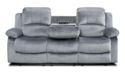 Electric Recliner Sofa In Grey Chenille Fabric 3 Seater Sofa - thumbnail 4