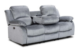 Electric Recliner Sofa In Grey Chenille Fabric 3 Seater Sofa - thumbnail 1