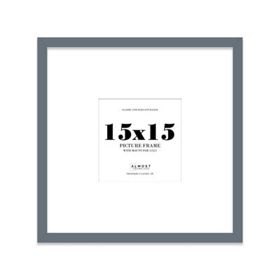 "15X15"" Grey Picture Frame - 15X15"" Square Frame With 11X11"" Mount For 15X15""/11X11"" Pictures Moderrn Style Thin Edge, 1 Pack" - image 1