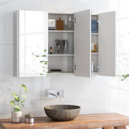 Costway Wall-Mounted Bathroom Mirror Cabinet 3 Door Storage Cupboard W/ 2 Shelves