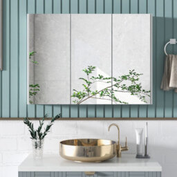 Costway Wall-Mounted Bathroom Mirror Cabinet 3 Door Storage Cupboard W/ 2 Shelves - thumbnail 4