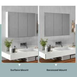 Costway Wall-Mounted Bathroom Mirror Cabinet 3 Door Storage Cupboard W/ 2 Shelves - thumbnail 7