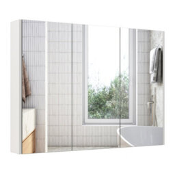 Costway Wall-Mounted Bathroom Mirror Cabinet 3 Door Storage Cupboard W/ 2 Shelves - thumbnail 2