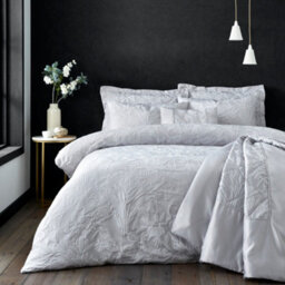 Portfolio Home Haworth Jacquard Floral Silver Super King Soft Easy Care Bed Linen Bedding Duvet Cover Quilt Set With Pillow Cases - thumbnail 1