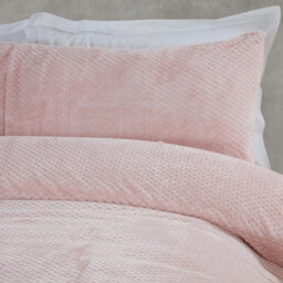 Gr8 Home Sleepdown Blush Pink Waffle Teddy Fleece Duvet Quilt Cover Pillowcase Set Thermal Bedding Super King - thumbnail 2
