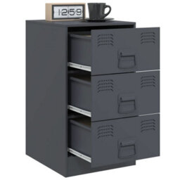 Berkfield Bedside Cabinets 2 Pcs Anthracite 34.5X39X62 Cm Steel - thumbnail 4