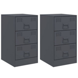Berkfield Bedside Cabinets 2 Pcs Anthracite 34.5X39X62 Cm Steel - thumbnail 2