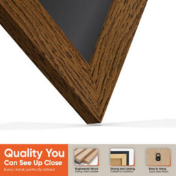 "30X17"" Dark Oak Modern Vinyl Record Frame With Black Mount For 12 Inch Lp Album Cover & Disc - Ak Frames" - thumbnail 3