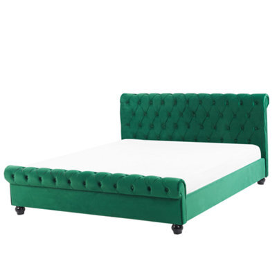 Beliani Bed Velvet Avallon 160 X 200 Cm (Eu King Size) Emerald Green - image 1