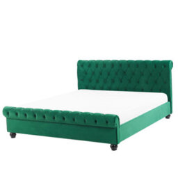 Beliani Bed Velvet Avallon 160 X 200 Cm (Eu King Size) Emerald Green - thumbnail 1