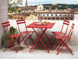 Beliani Garden Dining Set 4 Seater Fiori Metal Red - thumbnail 2