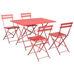 Beliani Garden Dining Set 4 Seater Fiori Red Metal