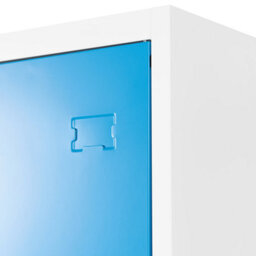 Wyld And Coco White And Blue Three-Door Metal Storage Locker With Locks, Six Shelves And Hanging Rails - W90 X D45 X H180Cm - thumbnail 8